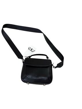 Zara Black Leather Crossbody Bag with Top Handle